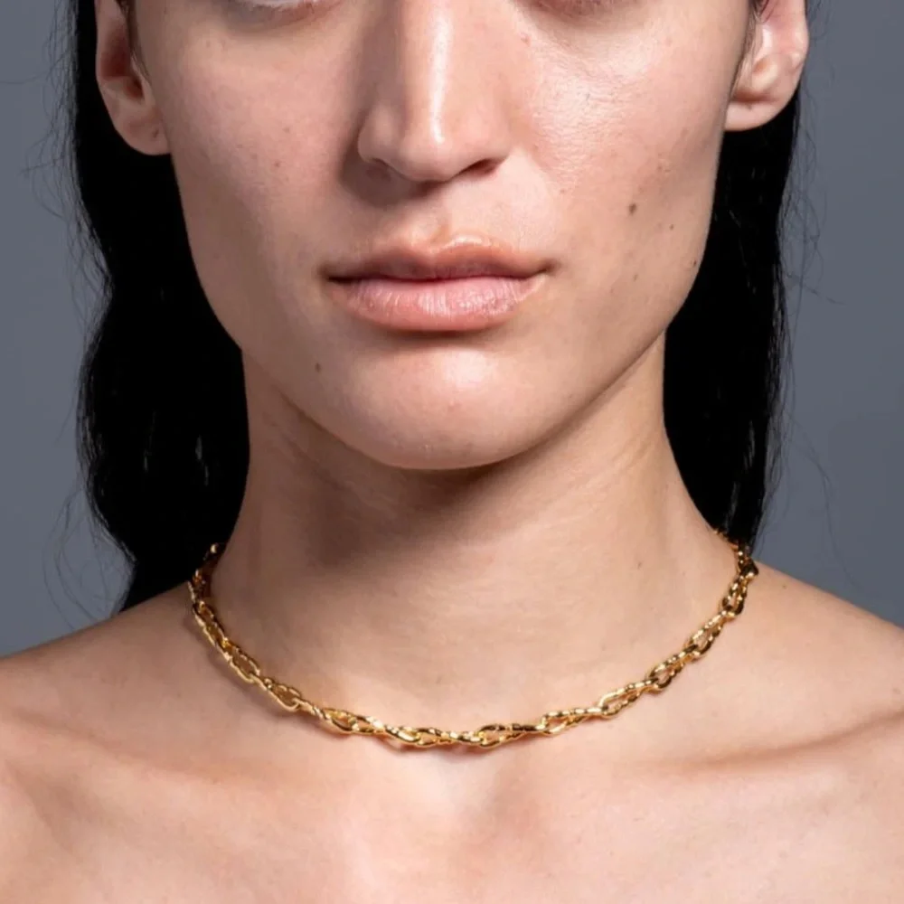 ALEXIS BITTAR • Brut Gold Twisted Short Link Custom Chain Necklace